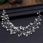 Accesoriu modern pentru decor par WED15AA Argintiu cu cristale si perle de 30cm
